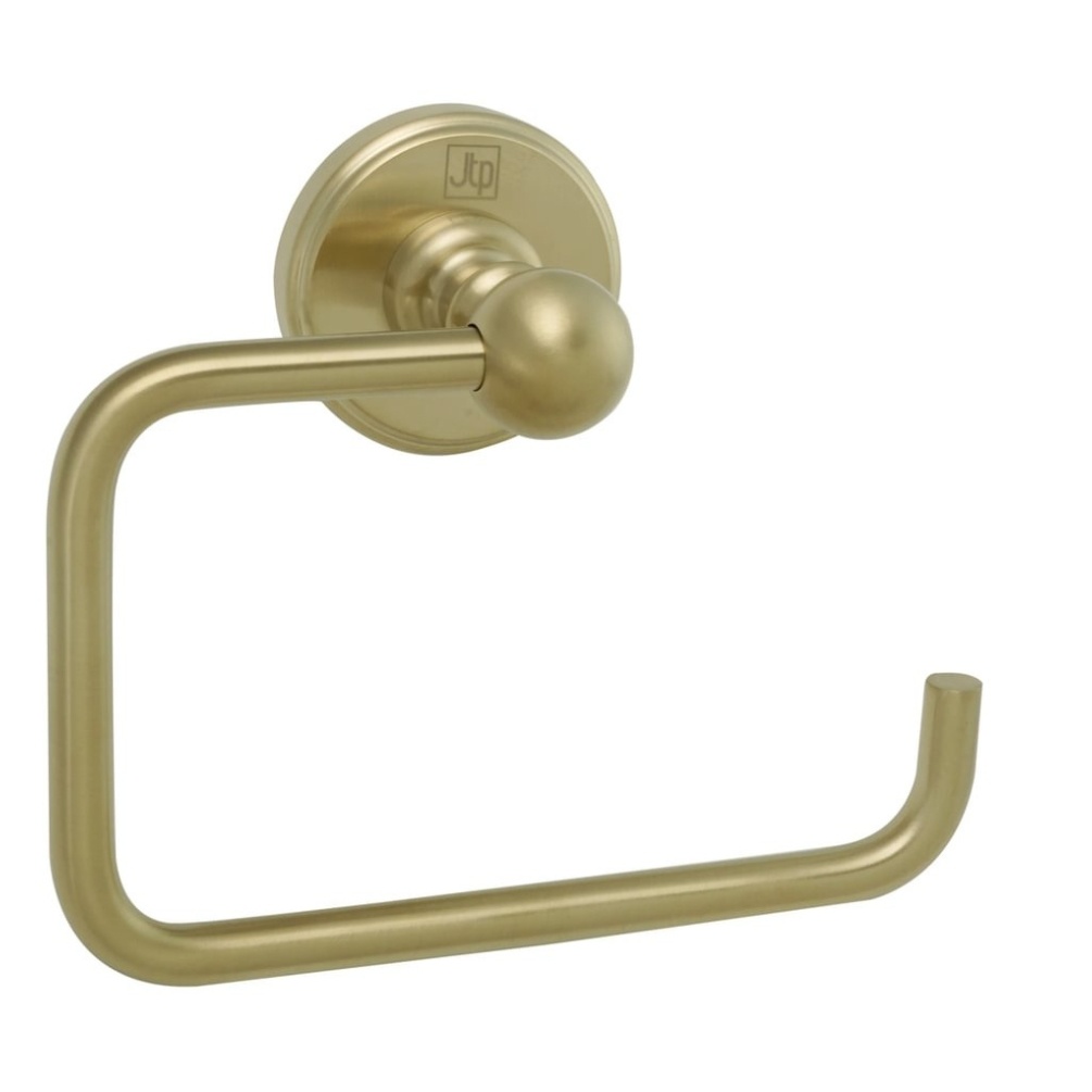 JTP Grosvenor Cross Brushed Brass Toilet Roll Holder Cut Out